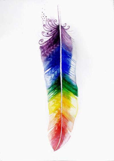 Rainbow Feather. Quality Art Print. (A4 Print on quality Paper)